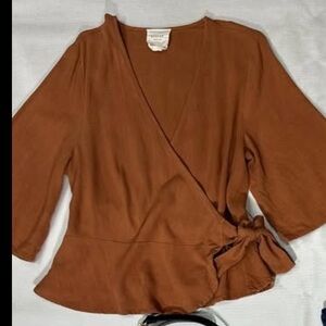 Women's Brown Wrap Blouse